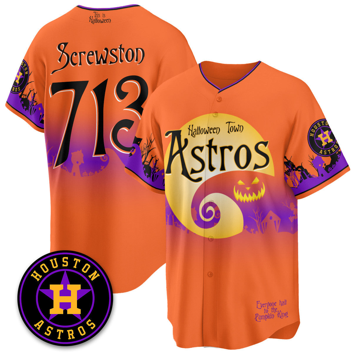 Houston Astros "Halloween Town" Limited Custom Jersey - Stitched