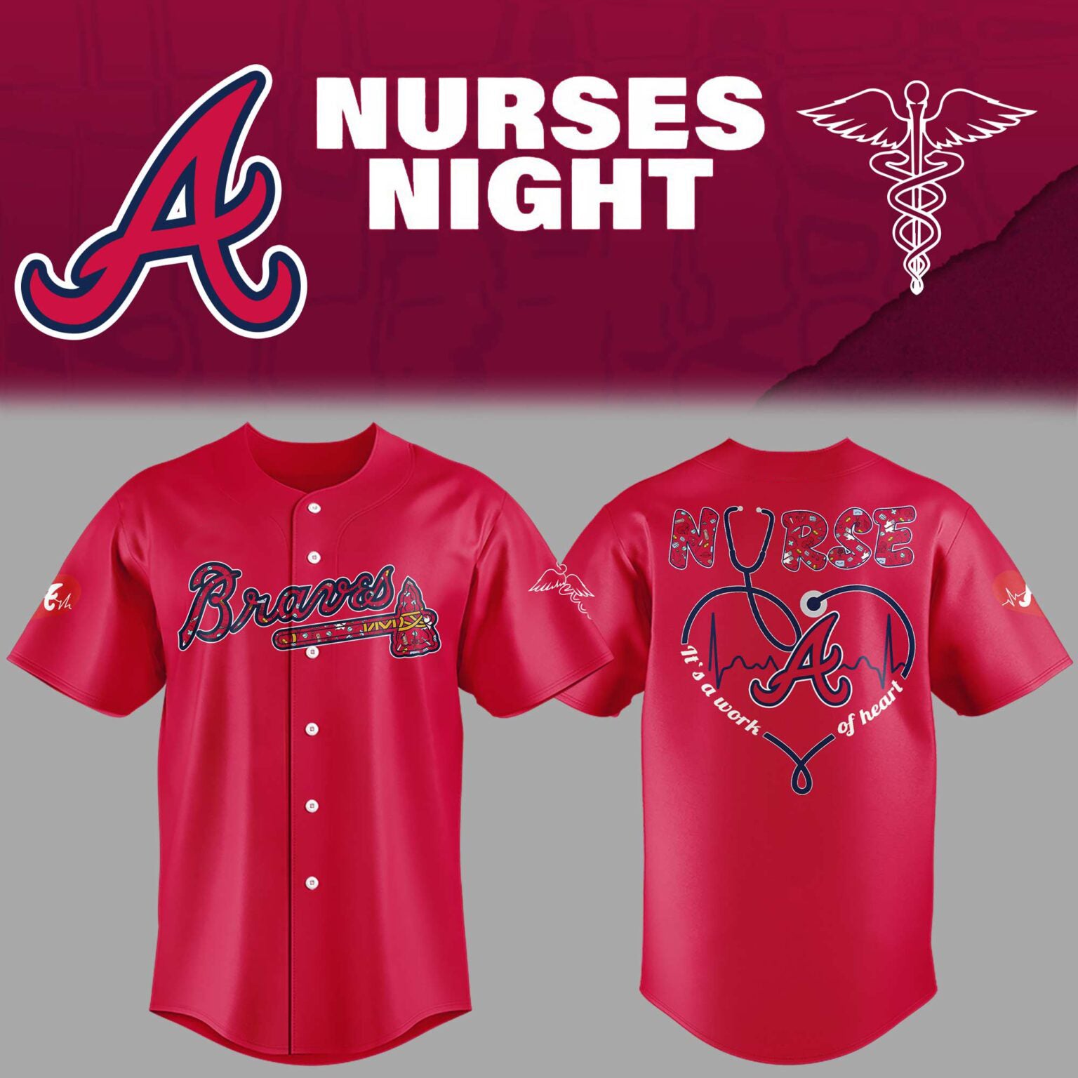 Limited Edition Atlanta Braves Nurses Night Jersey 