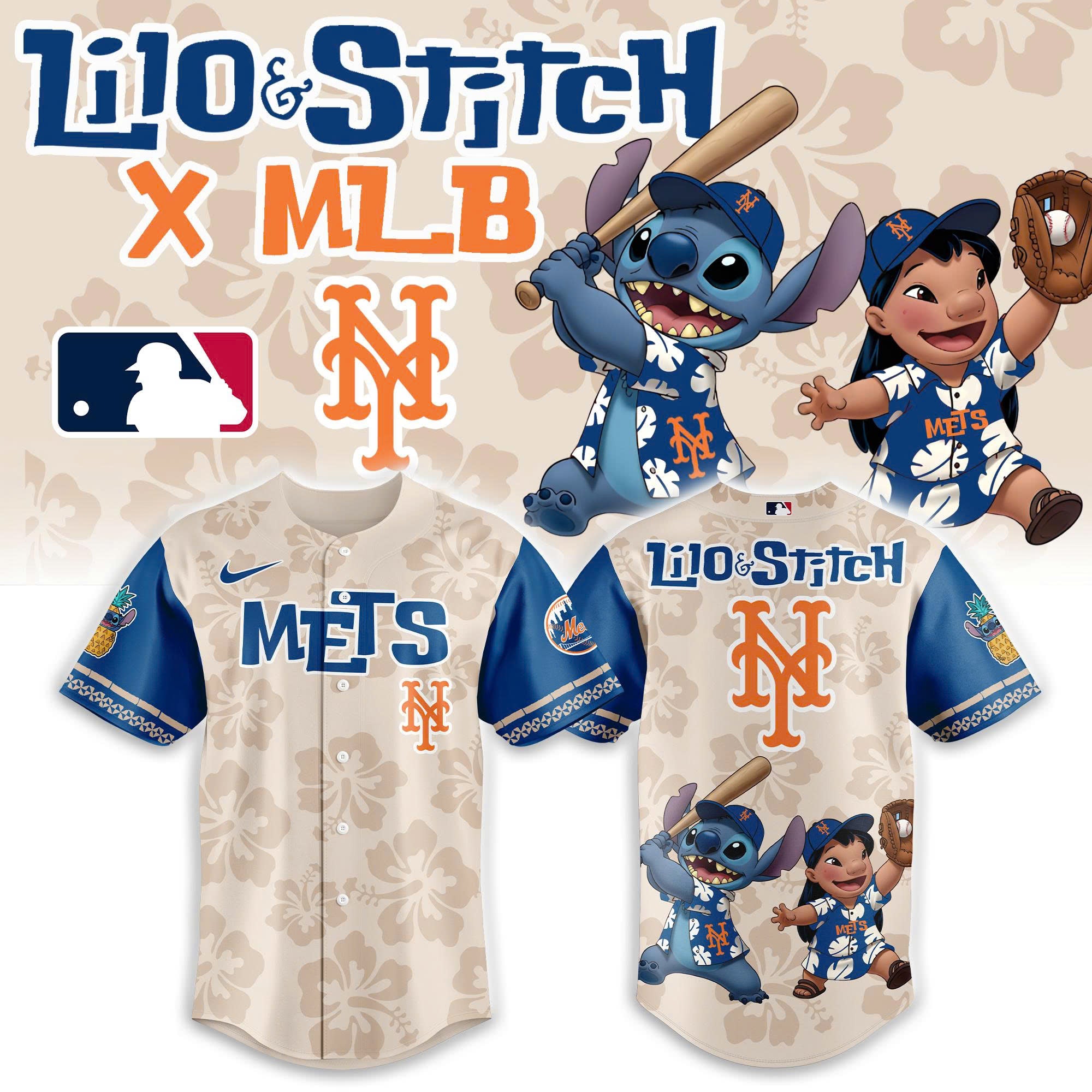 New York Mets Lilo & Stitch Baseball Jersey