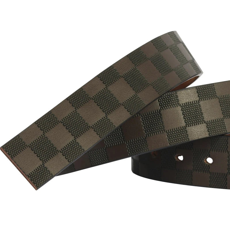 New Luxury Men’s Belt Strap – High-Quality Genuine Leather Waistband without Buckle, 3.8cm/3.3cm