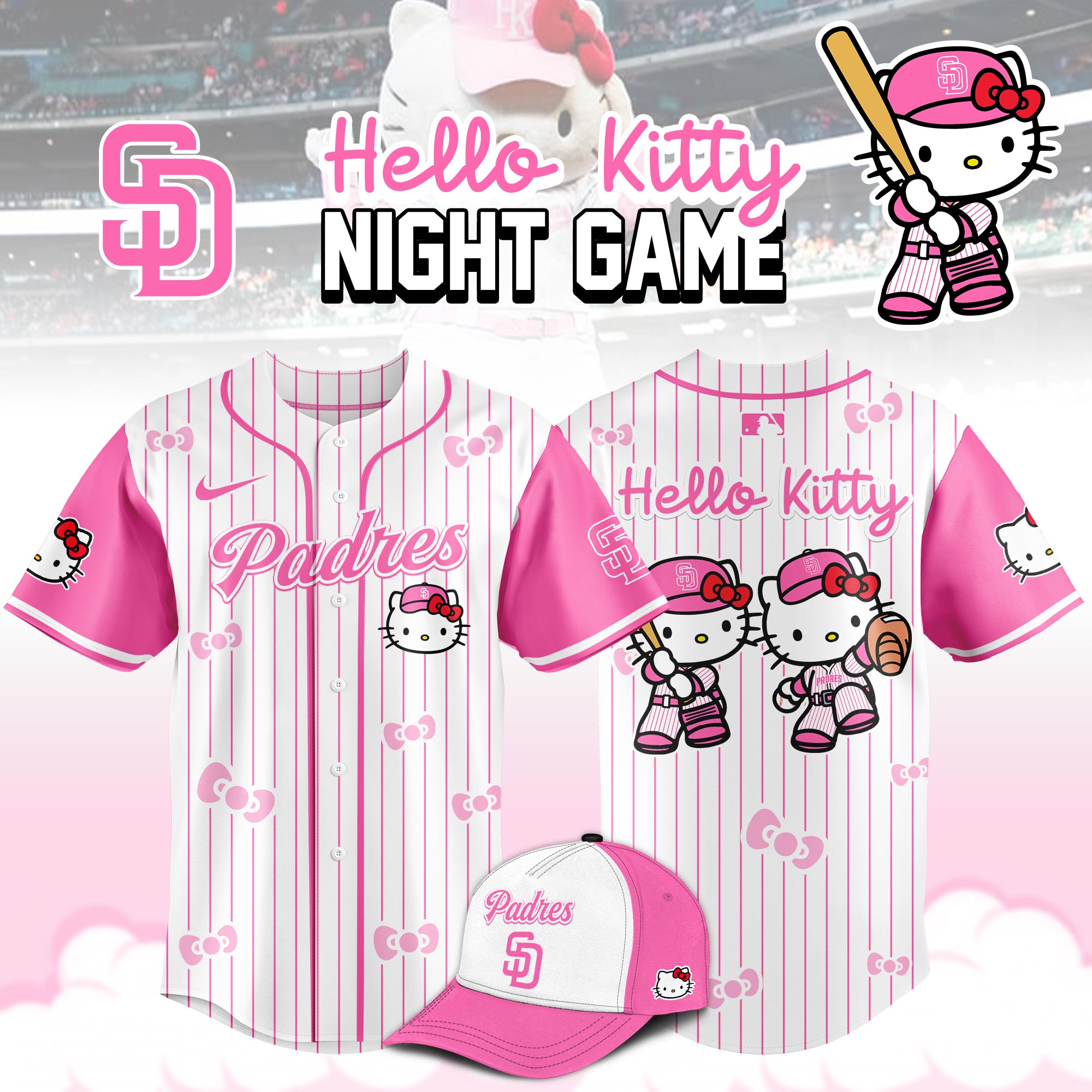 San Diego Padres MLB Hello Kitty Night Game Jersey 