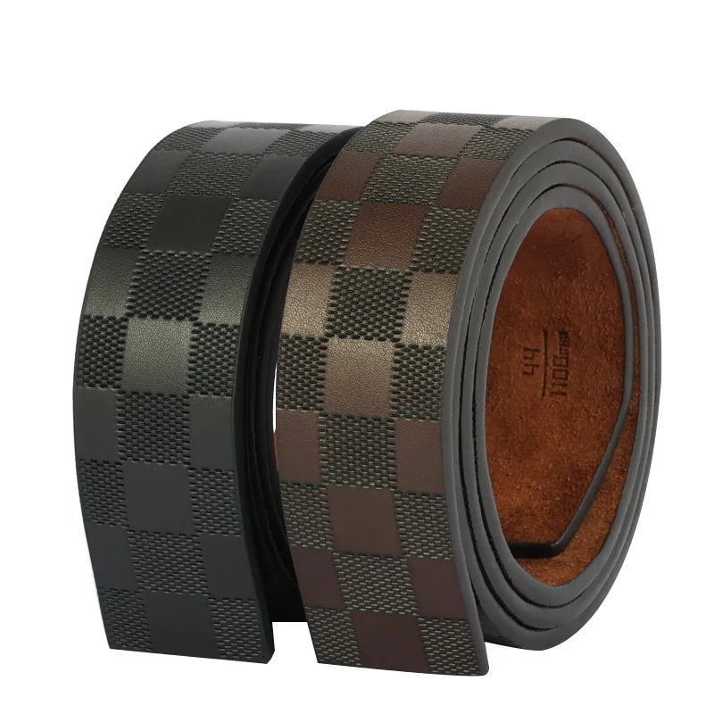 New Luxury Men’s Belt Strap – High-Quality Genuine Leather Waistband without Buckle, 3.8cm/3.3cm