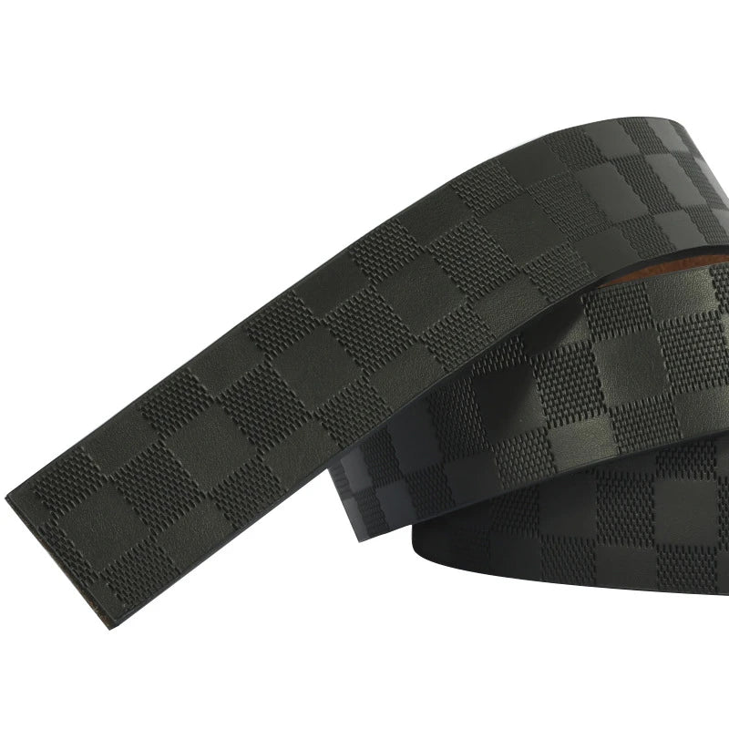 New Luxury Men’s Belt Strap – High-Quality Genuine Leather Waistband without Buckle, 3.8cm/3.3cm