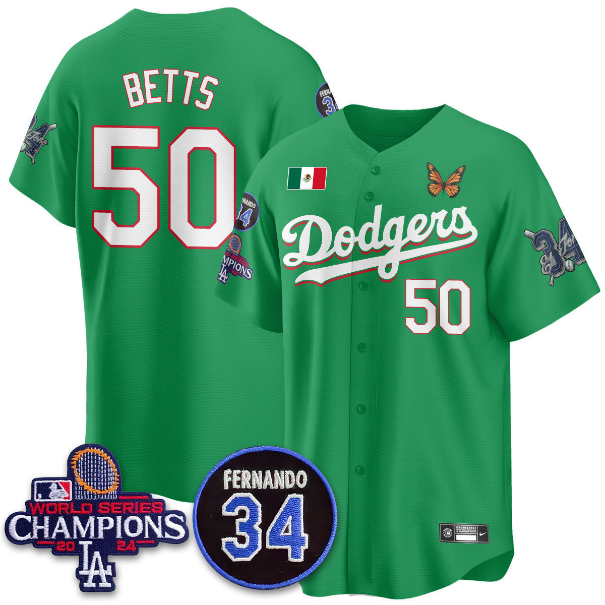 Los Angeles Dodgers Mexican "For 34" Custom Jersey - All Stitched