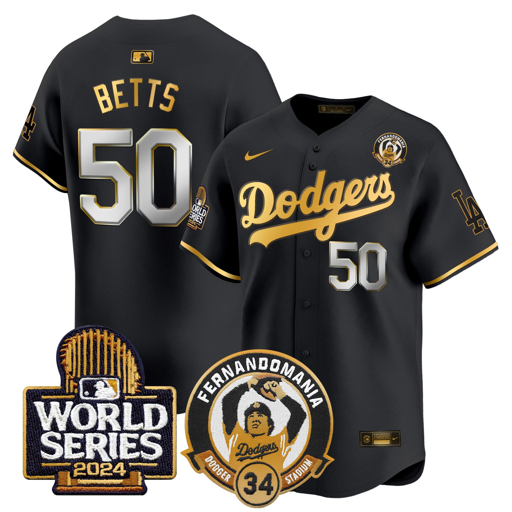 Men's Dodgers Fernando Valenzuela & 2024 World Series Patch Vapor Premier Limited Jersey - All Stitched
