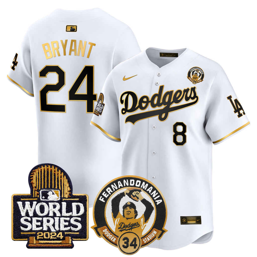 Men's Dodgers Fernando Valenzuela & 2024 World Series Patch Vapor Premier Limited Jersey V3 - All Stitched