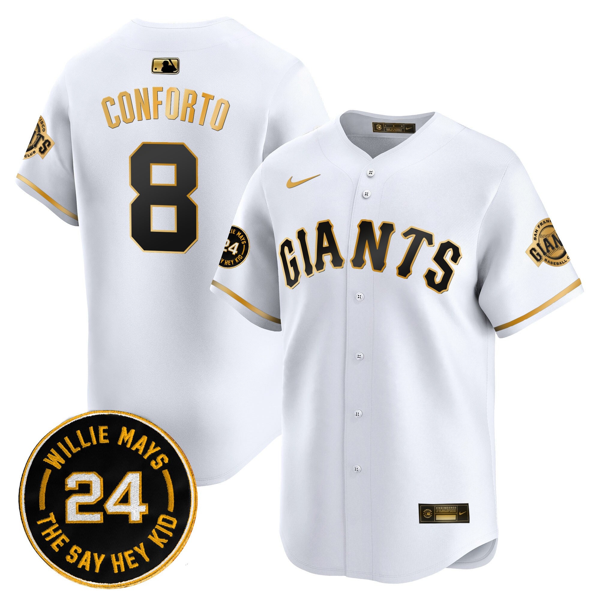 Men's San Francisco Giants 2025 Willie Mays Patch Vapor Premier Limited Jersey - All Stitched